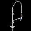 Fisher Stainless Steel Single Deck Mount Pre-Rinse Unit with Add-On Faucet, Wall Bracket and EZ Install Adapters. The add-on faucet option is available in different lengths. Fisher's stainless steel pre-rinse faucets are AB1953 certified.