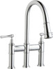 Elkay LKEC2037CR - Explore Dual Handle Pull-Down Bridge Faucet, Polished Chrome
