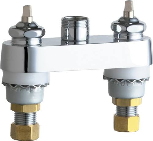 Chicago Faucets 895-LESHAB 4 inch Center Deck Mounted Sink Faucet with Less Spout, Less Handles and Quaturn™ Cartridges