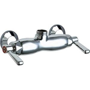 Chicago Faucets - 445-LESLEAAB Adjustable Wall Mounted Faucet, 369 - Lever Handles and Quaturn™ Operating Cartridges