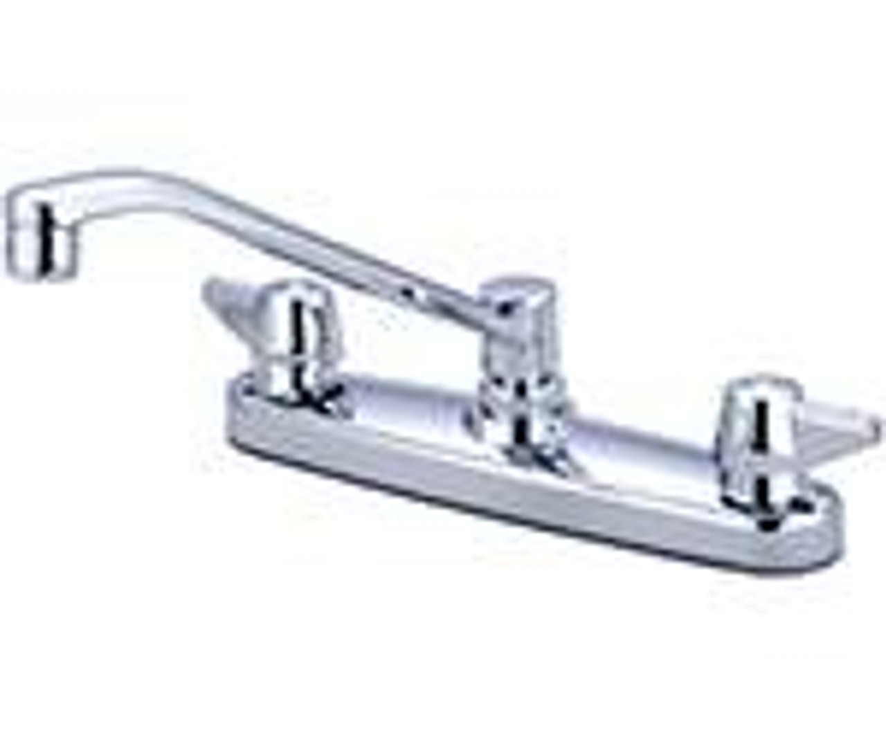 Central Brass 0148-A - Shell Top Mount on 8-inch centers with Cast Brass underbody, 8-inch brass D-spout and 2.0 GPM aerator. Replaceable seats.