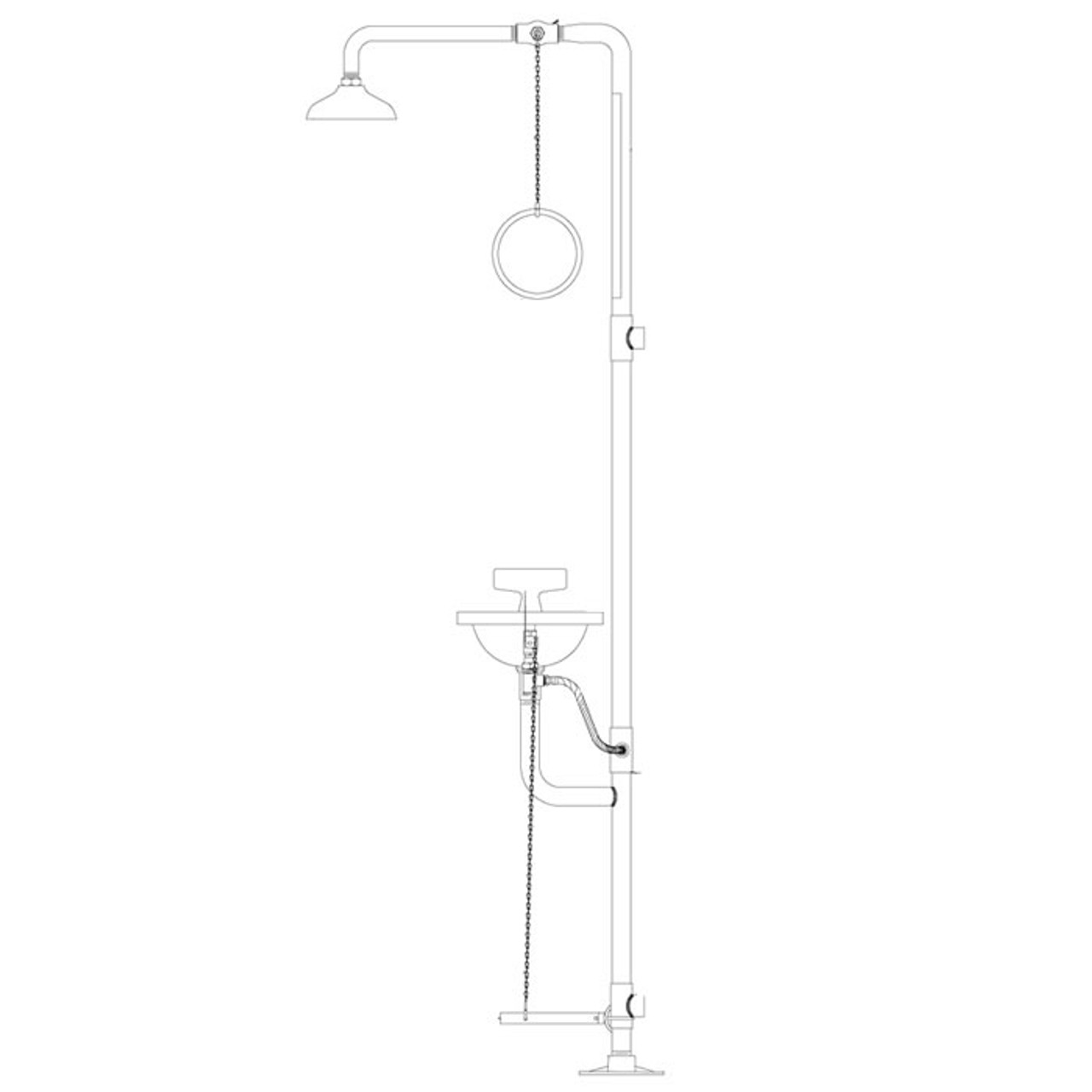 Speakman SE-605 - Self-closing shower with chain & ring activation, SE-400 eye/face wash, hand & foot activated.