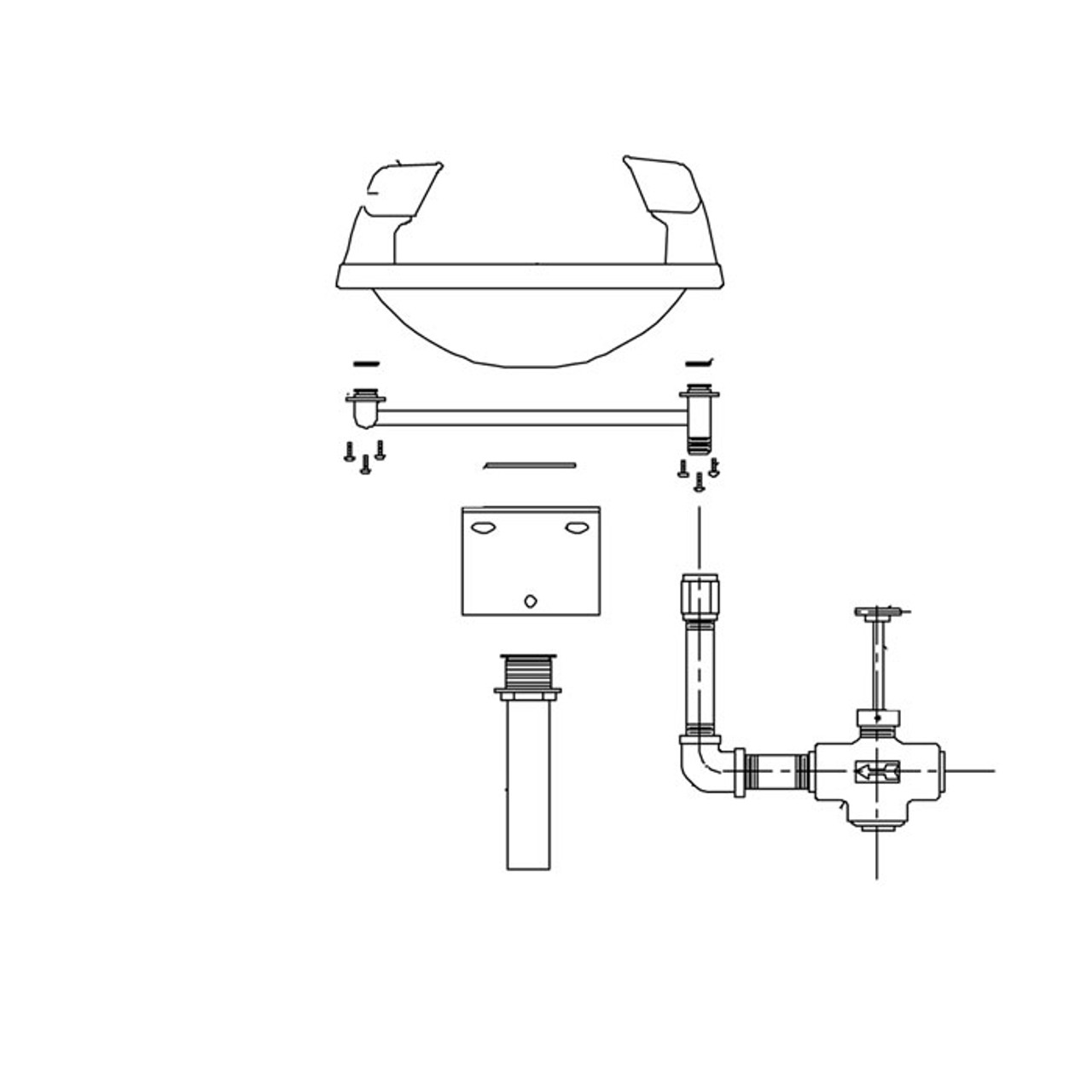 Speakman SE-411 - Wall mounted, yellow plastic bowl, self-closing valve, push bar activated, no strainer.