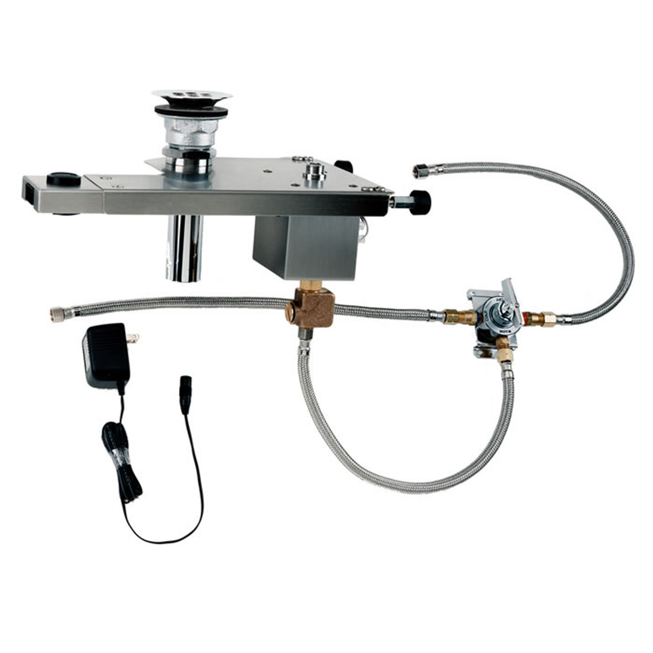 Speakman S-8510 - Electronic infrared sensor operated valve assembly for use on surgical scrub sinks. Polished stainless steel construction. Solenoid with integral filter. UL/CSA approved plug-in transformer 120 VAC to 12 VDC with waterproof connectors.