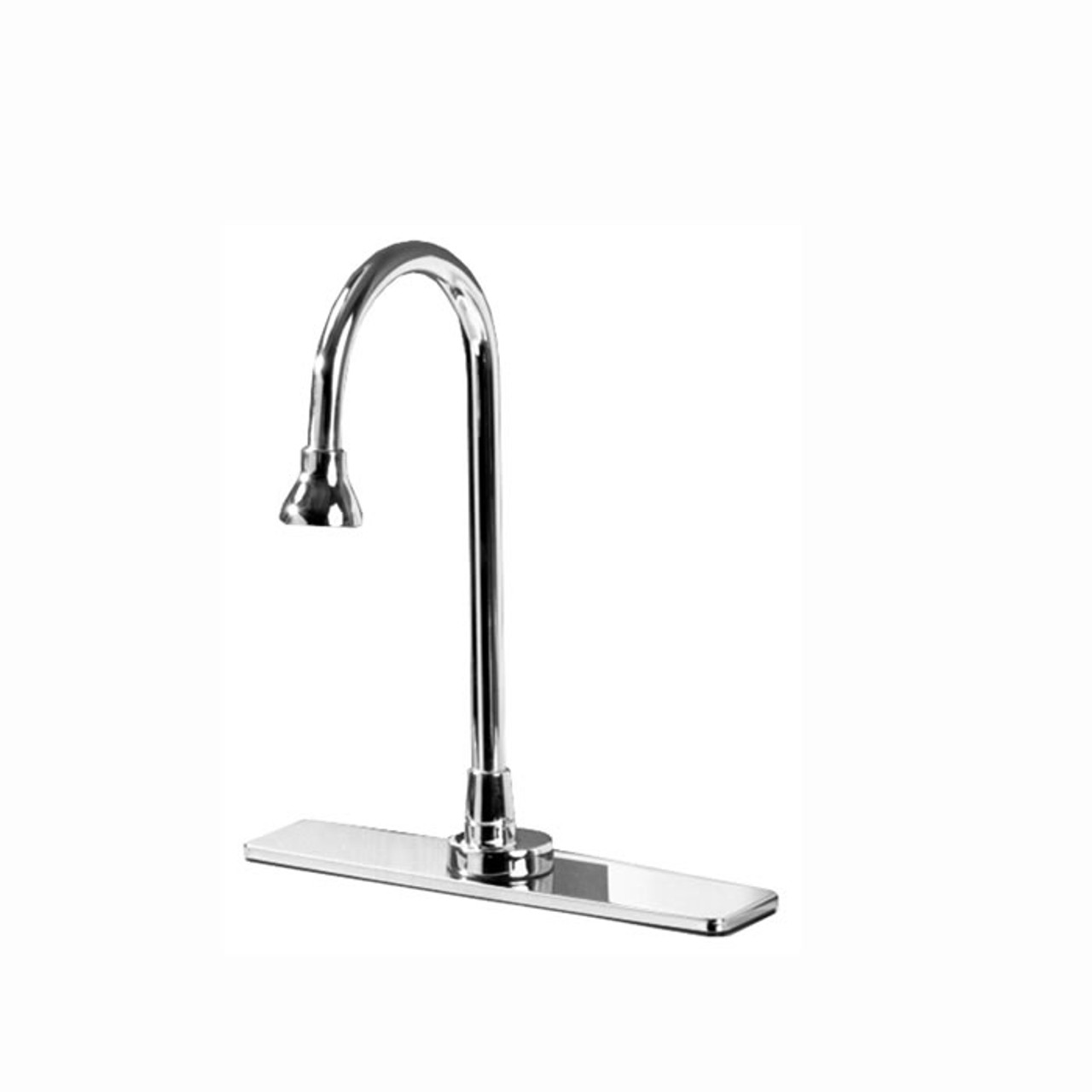 Speakman S-8610 - Deck mounted gooseneck spout for use on surgical scrub sinks. Chrome plated brass. Integral spray head with removable spray face. Stainless steel braided supply hoses. 1/2-inch NPSM swivel female connector. 8-inch chrome plated deck pla