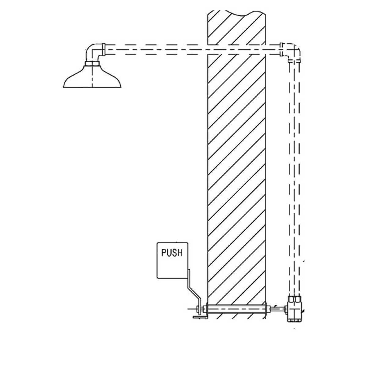 Speakman SE-242 - Freeze protected wall mounted, horizontal supply, stay-open ball valve behind wall, activated by handle (std. for 8-inch wall thickness).  Add $98 to lengthen up t 18-inch wall thickness.
