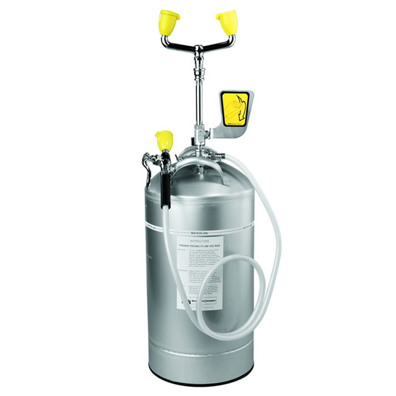 Speakman SE-590 - ANSI compliant portable eyewash with drench hose, 10 gallon pressurized stainless steel tank. Speakman SE-590 - ANSI compliant portable eyewash with drench hose, 10 gallon pressurized stainless steel tank.
