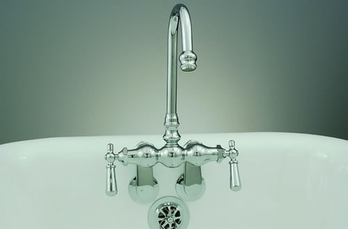 Strom Plumbing - P0804C Polished Chrome Leg Tub Faucet with Gooseneck Spout, Metal Teardrop Lever Handles and variable centers from 3-3/8 to 9 inches