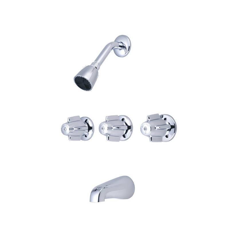 Central Brass 0971-ZC Three Handle Tub and Shower Faucet