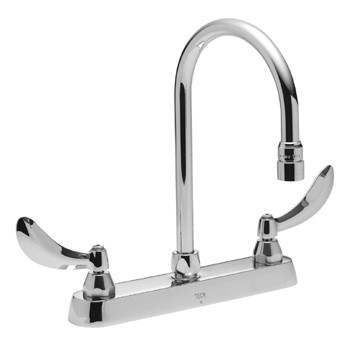 Delta Commercial 26C3944 - 26T Two Handle 8" Cast Deck Mount Faucet, Chrome