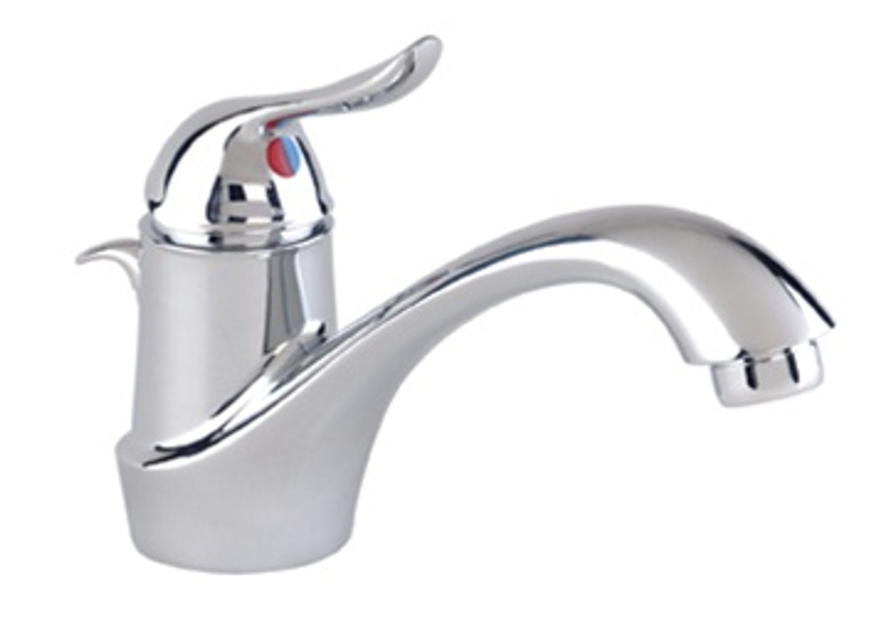 Gerber 43-081 Pomeroy? Chrome Single Handle Lavatory Faucet with Solid brass body and spout, Ceramic disc cartridge and Pressure compensating flow rate 1.5 gpm @ 60 psi aerator.