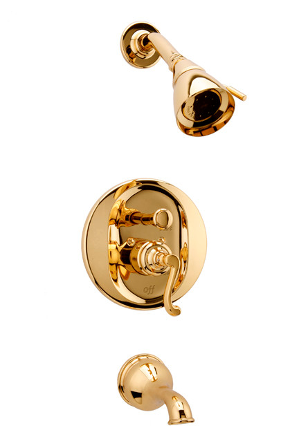 Meridian 2007230 - Pressure Balancing Tub & Shower Set (Solid Brass Construction) - 18K Gold