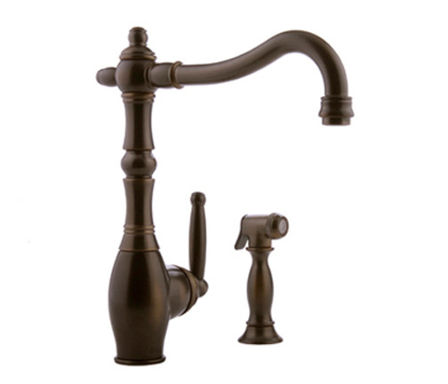 Meridian 2058080 - Single Lever Kitchen Faucet with Spray (Solid Brass Construction) - Antique Bronze
