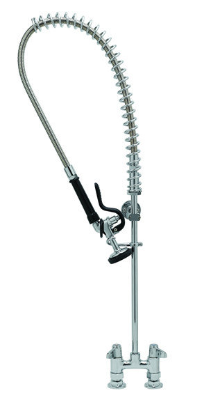 T&S Brass - 5PR-4D00 - Pre-Rinse, Deck Mount Base, 4-inch Centers, 6-inch Wall Bracket