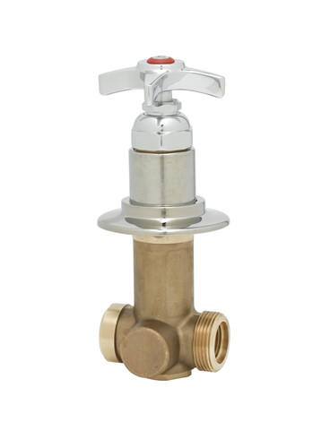 T&S Brass - B-1025-1 - Concealed Straight Valve, 1/2-inch NPT Female Inlet and Outlet, 4-Arm Handle, Hot Index