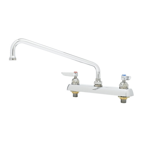 T&S Brass - B-1123-M - Workboard Faucet, Deck Mount, 8-inch Centers, 12-inch Swing Nozzle, Lever Handles (Qty. 6)