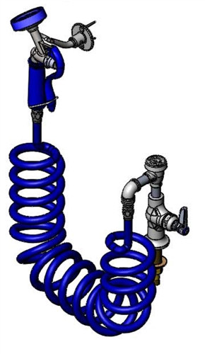 T&S Brass PG-1DREV - Pet Grooming, Single Hole Deck Mount W/ Vacuum Breaker, 9' Coiled Hose & Pg-35Av Sprayer