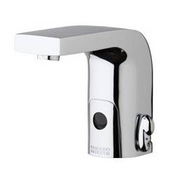 Chicago Faucets 116.770.AB.1 -  HyTronic Edge Lavatory Sink Faucet with Dual Beam Infrared Sensor. Edge Electronic Integral Spout. Vandal Proof Non-Aerating Laminar Flow Stream Solidifier. Stainless Steel Hoses Included.