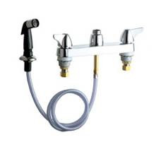 Chicago Faucets - 1102-LESXKAB - 8-inch Center Deck Mounted Sink Faucet with Side Spray