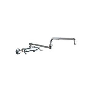 Chicago Faucets - 445-DJ24ABCP Adjustable Wall Mounted Faucet with 24-inch Double Joint Swing Spout