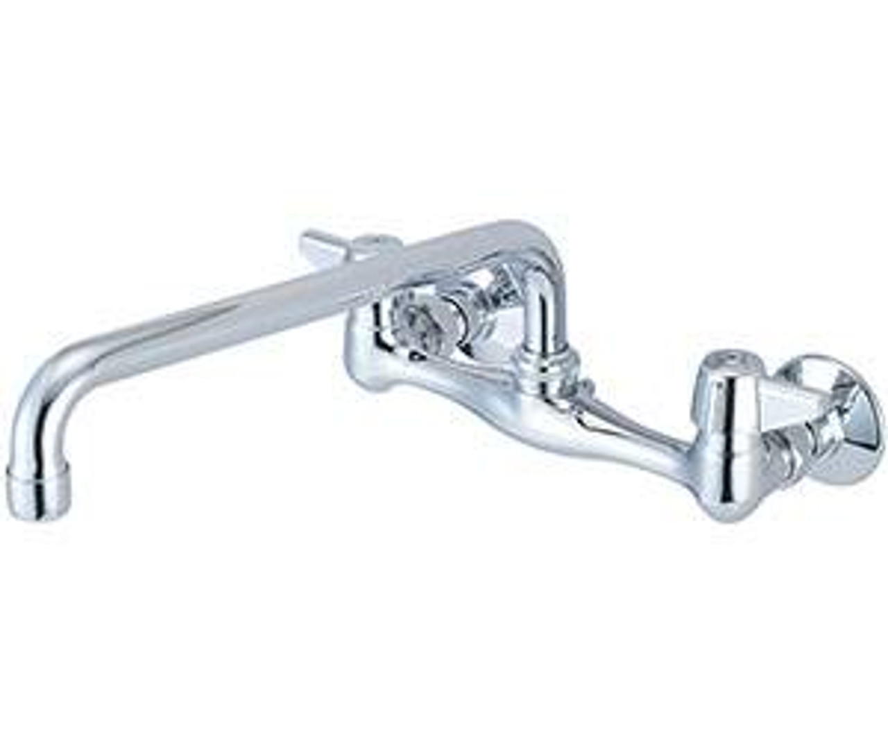 CENTRAL BRASS 0047-TA3 TWO CANOPY HANDLE WALL MOUNT KITCHEN FAUCET w/ 12" TUBE SPOUT