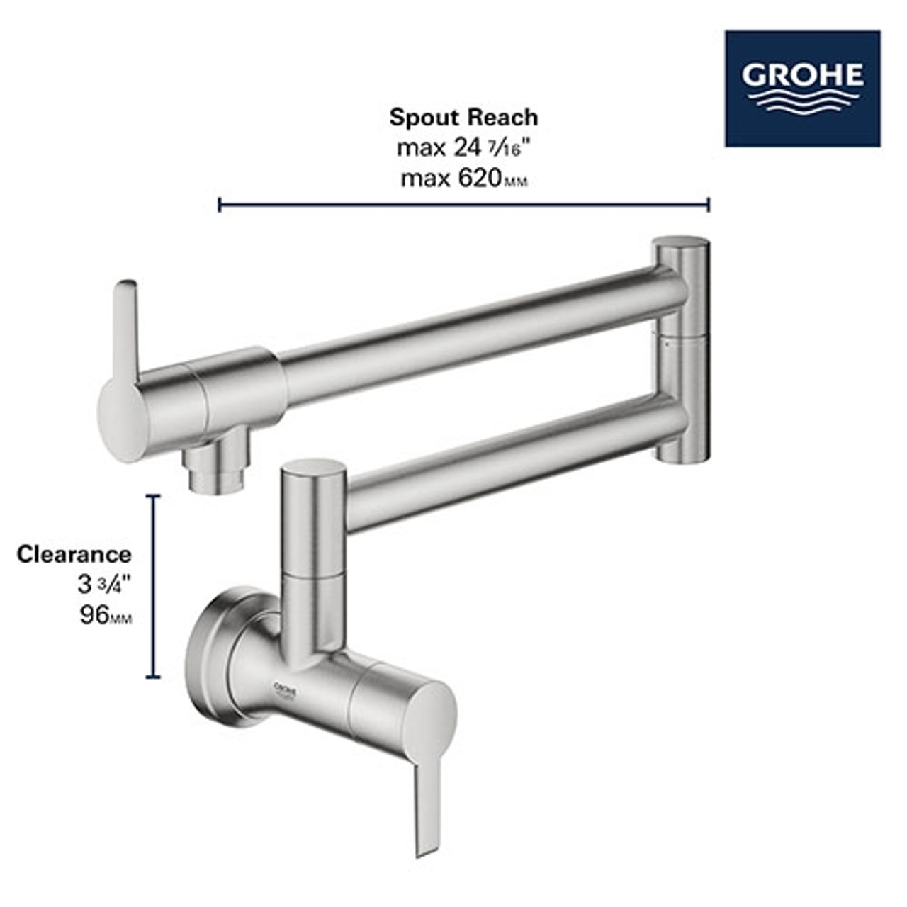 Grohe 31075GN2 2-Handle Wall Mount Pot Filler, Brushed Cool Sunrise (Gold) Grohe 31075GN2 2-Handle Wall Mount Pot Filler, Brushed Cool Sunrise (Gold)