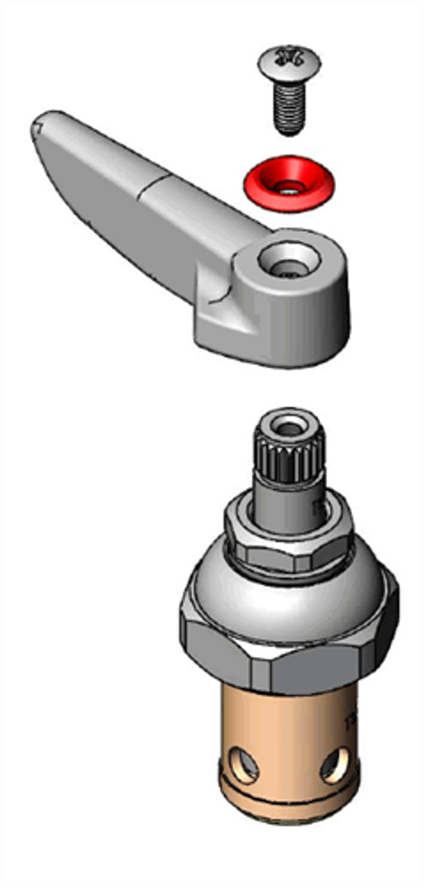 T&S Brass 002714-40 Eterna Spindle Assembly, Right Hand (Hot) Lever Handle & Screw Included