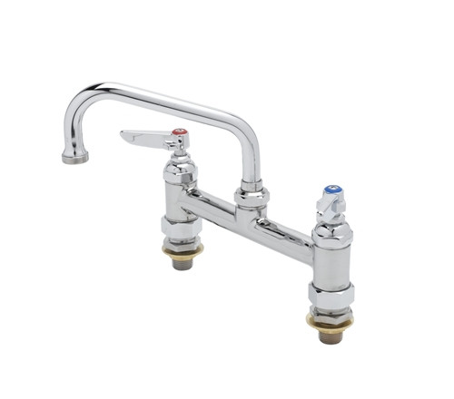 T&S Brass - B-0222-CC - Double Pantry Faucet, Deck Mount, 8-inch Centers, 6-inch Swing Nozzle (059X), 1/2-inch NPT Male Inlets