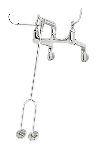 T&S Brass - B-0650-02 - Service Sink Faucet, Adjustable Centers, 6-inch Wrist Handles, Wall Brace, XX Inlets