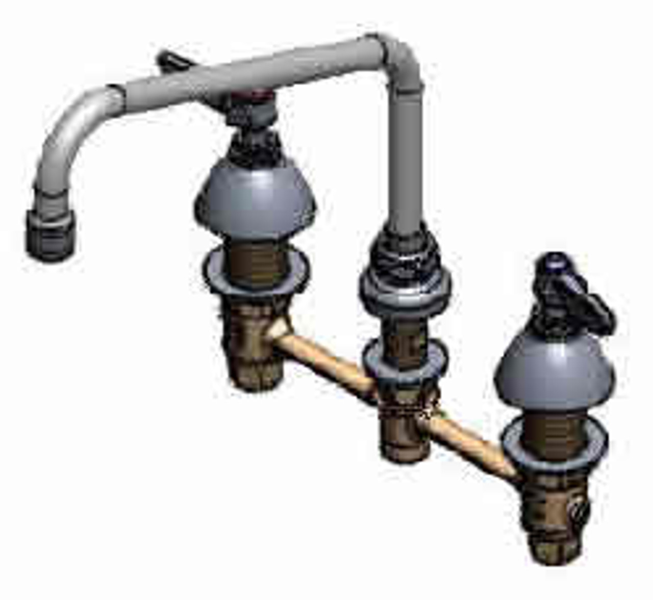 T&S Brass - B-2347-09 - 8-inch c/c DECK MOUNT MIXING FAUCET, 8-inch SWING NOZZLE, AERATOR, 