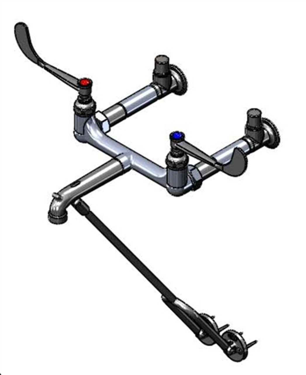 T&S Brass - B-0664-01 - Service Sink Faucet, Wall Mount, 8-inch Centers, Wrist Handles, Integral Stops, Wall Brace T&S Brass - B-0664-01 - Service Sink Faucet, Wall Mount, 8-inch Centers, Wrist Handles, Integral Stops, Wall Brace