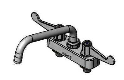 T&S Brass 5F-4CWX08 - Equip 4-inch C/C Deck Mount Workboard Fct W/ 8-inch Swing Nozzle, 4-inch Wrist Action Handles