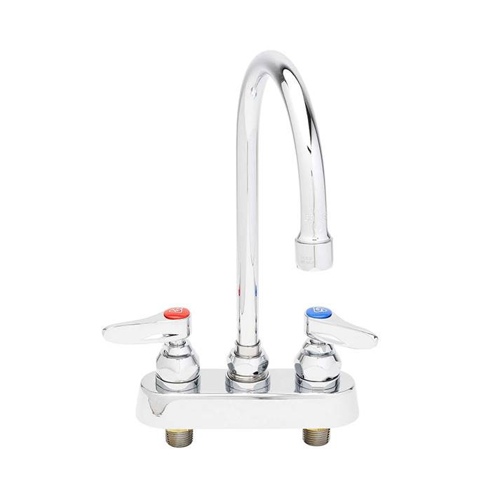 T&S Brass B-1141-CR Workboard Faucet, 4" Deck Mount, Ceramas, Swivel Gooseneck, 2.2 GPM Aerator, Lever Handles