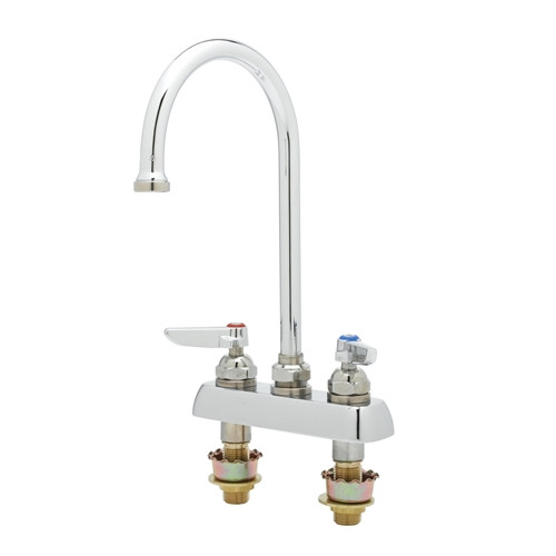 T&S Brass - B-1141-XS - Workboard Faucet, Deck Mount, 4-inch Centers, Swivel Gooseneck, Lever Handles, 2-inch Shanks