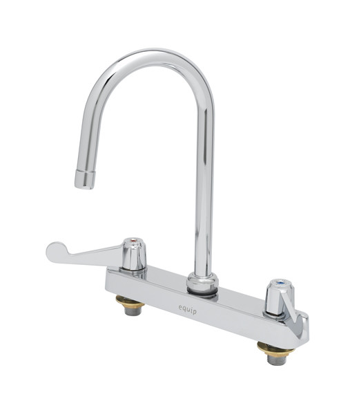 T&S Brass 5F-8CWX05 - Equip 8-inch C/C Deck Mount Workboard Fct W/ 5-1/2-inch Swivel Gooseneck, 4-inch Wrist Action Handles
