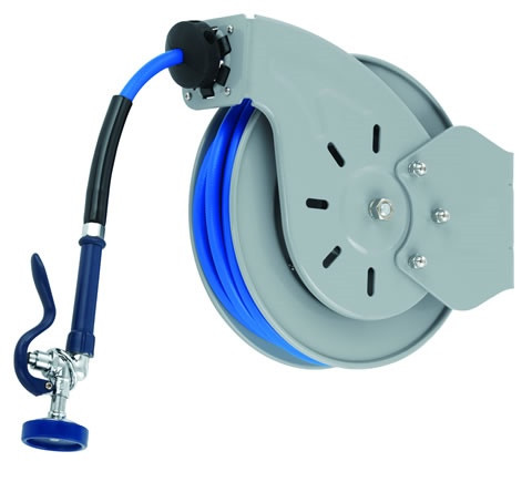 T&S Brass - B-7232-01 - Hose Reel, Open, Epoxy Coated Steel, 35'Hose, 3/8-inch ID with Spray Valve