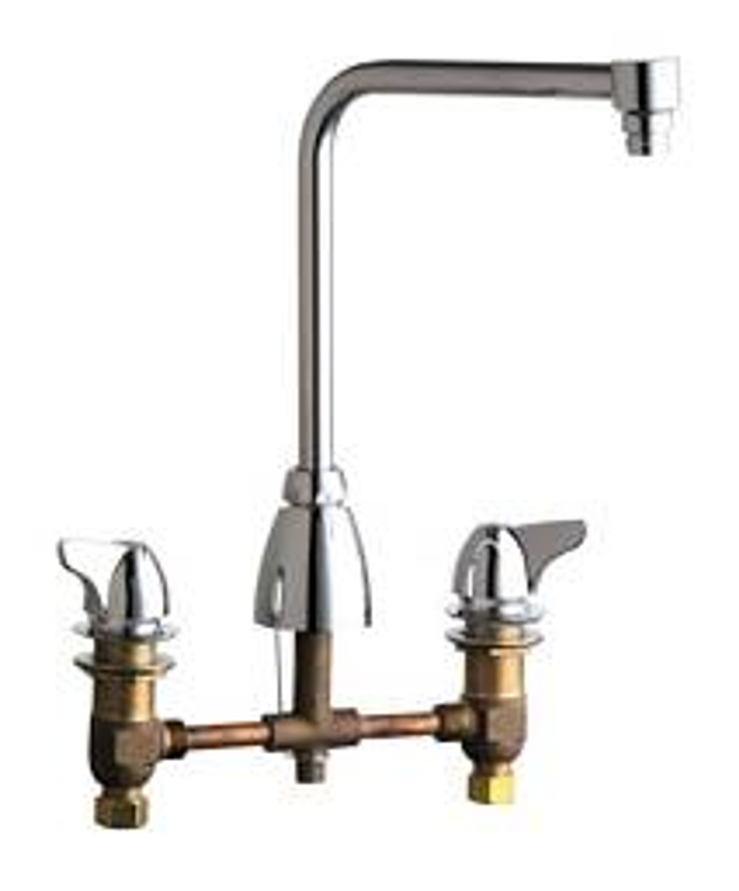 Chicago Faucets - 1201-AHA8XKCP - 8-inch Deck Mounted Kitchen Sink Faucet