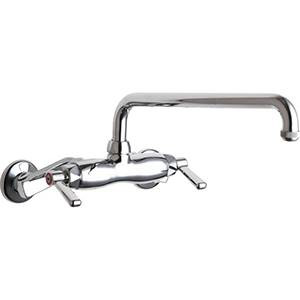 Chicago Faucets - 445-L12E1ABCP Adjustable Wall Mounted Faucet, L12 - Swing Spout and E1 - Quixtop Screen Outlet. 369 - Lever Handles and Quaturn? Operating Cartridges