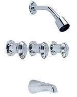 Gerber 58-500-81 Hardwater Three Handle Threaded Escutcheon Tub & Shower Fitting with IPS/Sweat Connections & Slip Spout 1.75gpm Chrome