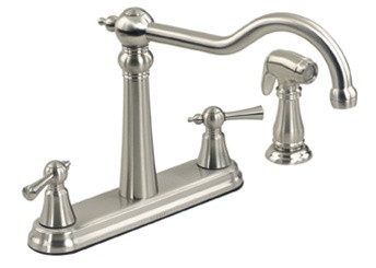 Gerber 42-806-SS Brianne? Traditional Two Handle Kitchen Faucet with Side Spray, Stainless Steel Finish