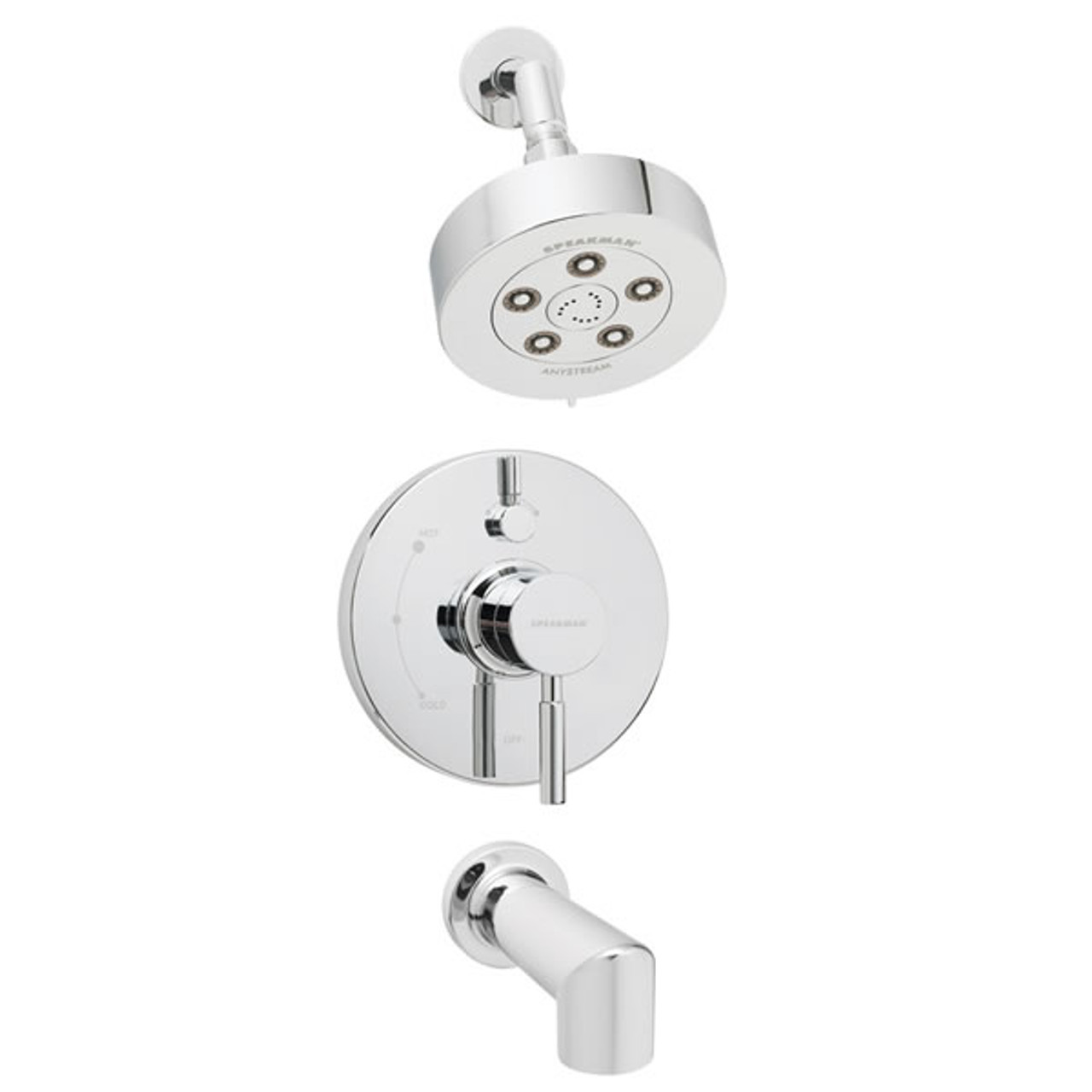 Speakman SM-1430-P Neo Pressure Balance Valve & Trim in Shower combination and Tub spout in Polished Chrome