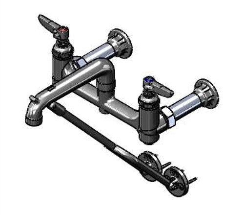 T&S Brass - B-0650-POL - Service Sink Faucet, Wall Mount, 8-inch Centers, Wall Brace, Polished Chrome Finish