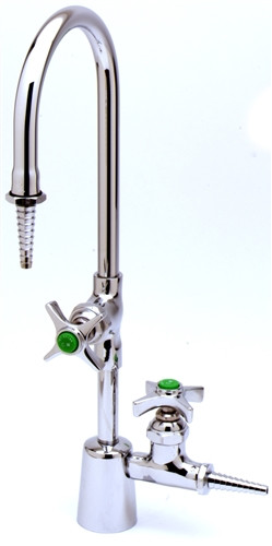 T&S Brass BL-6050-01 - Multi-Water Laboratory Fixture with Gooseneck spout and serrated hose tip.