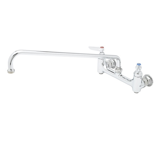 T&S Brass - B-0230-BST - Double Pantry Faucet, Wall Mount, 8-inch Centers, 18-inch Swing Nozzle (065X), 1/2-inch Built In Stops