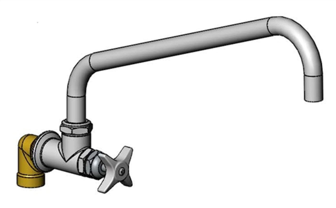 T&S Brass BF-0299-18 - Single Wall Mount Big-Flo Faucet, 18-inch Swing Nozzle, 00Ll Street Elbow