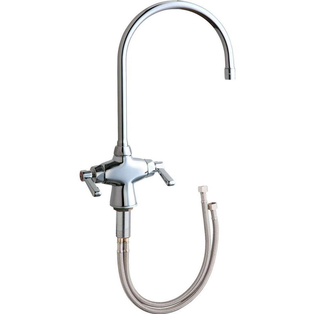 Chicago Faucets 50-GN8AE35ABCP - Two Handle, Single Hole Deck Mounted Faucet with 8-inch Gooseneck Spout and 1.5 GPM Low Flow Aerator Chicago Faucets 50-GN8AE35ABCP - Two Handle, Single Hole Deck Mounted Faucet with 8-inch Gooseneck Spout and 1.5 GPM Low Flow Aerator