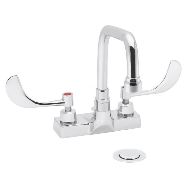Speakman SC-3094-12 - Commander centerset faucet with 12-inch deep tubular swing spout rigid or swivel and 4-inch wrist blade handles