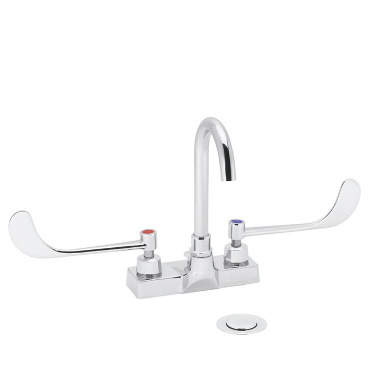 Speakman SC-3096-FC - Commander centerset faucet with 3 3/4-inch deep plain end gooseneck rigid or swivel 2.0 gpm laminar flow control in base of spout and 6-inch wrist blade handles