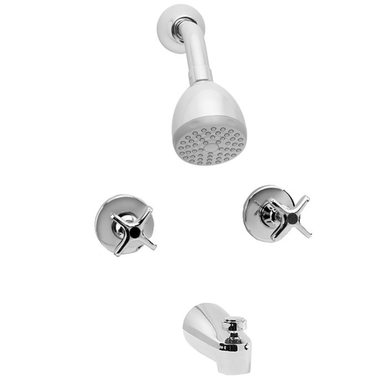 Speakman SC-1151-AF - Concealed shower valve with integral stops. Four-arm handles with color-coded indexes. All brass body. 1/4 turn ceramic cartridges. S-2270 showerhead, S-2500 arm and flange. S-1556 diverter tub spout
