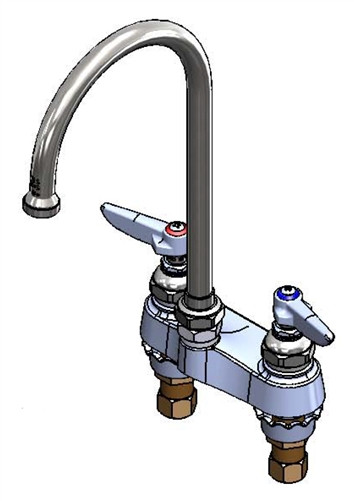 T&S Brass - B-0874-133X - Lavatory Faucet, Deck Mount, 4-inch Centers, Swivel Gooseneck, Aerator, 1/2-inch NPSM Male Shanks